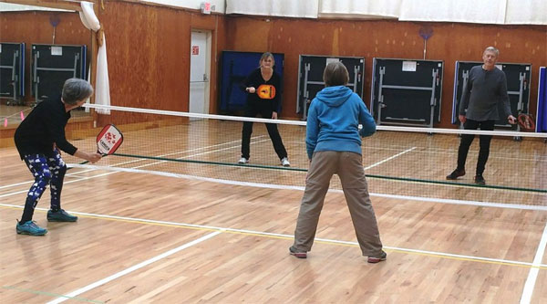 Pickleball in the DSMS gymnasium